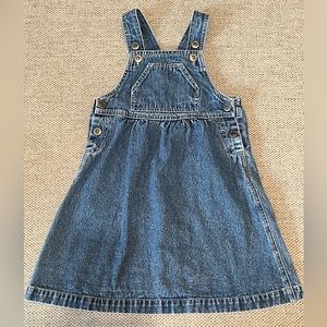 Girls L.L. Bean Blue Jean Denim Overall‎ Dungaree Dress XXS